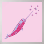Copie rose d'affiche d'art de mur de Narwhal
