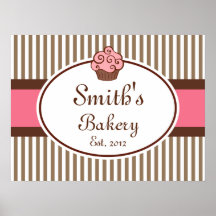 Copie rose d'art de signe de boulangerie de petit  posters