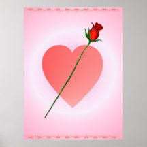 Copie rose de coeur et de rose posters