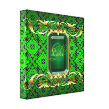 Copie verte de toile de bijou de monogramme fleuri toiles tendues sur châssis