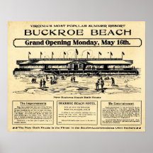 Copie vintage de la Virginie de plage de Buckroe Posters