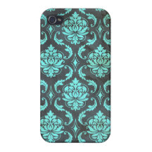 Coque iphone grunge de motif de damassé iPhone 4 case
