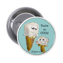 Cornets de crème glacée mignons de bande dessinée badges avec agrafe