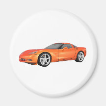 Corvette 2008 : Voiture de sport : Finition orange Magnets Pour Réfrigérateur