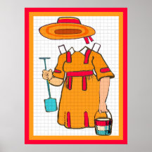 Costume de papier de plage de poupée posters