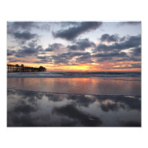 Coucher du soleil au pilier d'Oceanside Art Photographique