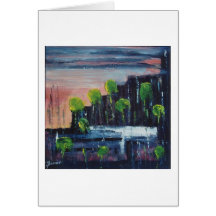 Coucher du soleil dans la ville (1) cartes de vœux