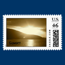 coucher du soleil dans le timbre des Caraïbes timbres