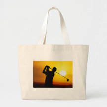 coucher du soleil de golfeur sacs fourre-tout