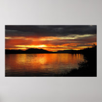 Coucher du soleil de lac Fox Affiche
