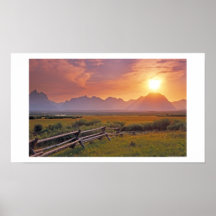 Coucher du soleil de ranch de prairie posters