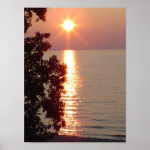 Coucher du soleil du lac Michigan Poster