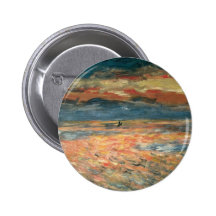 Coucher du soleil en mer par Renoir, art vintage d Badges Avec Agrafe