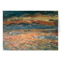 Coucher du soleil en mer par Renoir, art vintage d Cartes