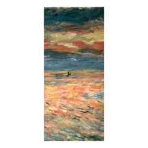 Coucher du soleil en mer par Renoir, art vintage d Double Carte Personnalisée