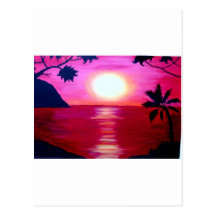 coucher du soleil hawaïen carte postale