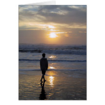 Coucher du soleil paisible carte de vœux