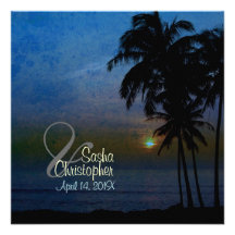 Coucher du soleil vintage/luau de danse polynésien invitations personnalisables