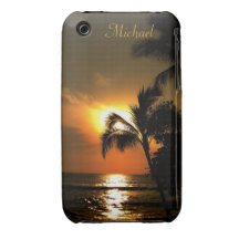 Couchers du soleil tropicaux personnalisés de plag coque iPhone 3