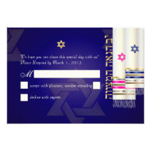 Couleur du mitzvah du rsvp talit/bnai de PixDezine Cartons D'invitation Personnalisés