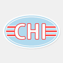 Couleurs de drapeau de Chicago de CHI Autocollant Ovale