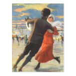 Couples dans le patinage de glace d'amour le jour  carte postale