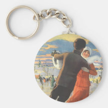 Couples dans le patinage de glace d'amour le jour  porte-clef
