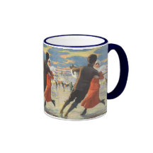 Couples dans le patinage de glace d'amour le jour  tasse