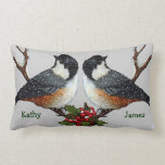 Couples de Chickadee : Hiver, Noël, houx, neige Oreiller