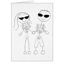 Couples de mariage de plage cartes de vœux