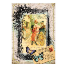 Couples français dans l'invitation de carte de cha