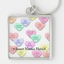 Couples Keychain de coeurs de sucrerie Porte-clés