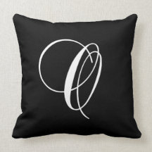 Coussin décoré d'un monogramme de concepteur blanc