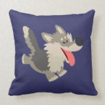 Coussin espiègle mignon de loup de bande dessinée oreillers american