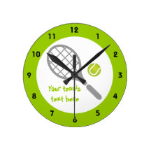 Coutume de raquette et de boule de tennis horloge