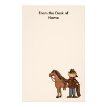 Cow-girl et cheval stationnaires motifs pour papier à lettre