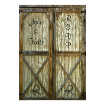 Cowboy de porte de grange épousant RSVP Invitations
