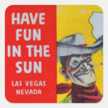 Cowboy de voyage de Las Vegas Nevada Autocollants Carrés
