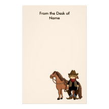 Cowboy et cheval stationnaires papier à lettre customisé
