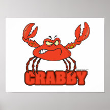 crabe rouge désagréable drôle avec une attitude affiches