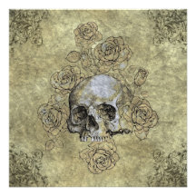Crâne de Steampunk et mariage de Goth de roses Faire-parts