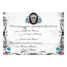 Crâne de sucre de Calaveras et carte de réception  Faire-part