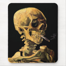 Crâne de Van Gogh avec la cigarette brûlante Mouse Tapis De Souris