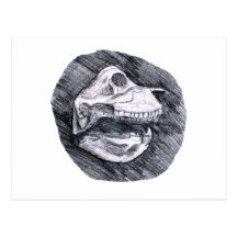 Crâne dessinant le croquis animal imaginaire carte postale
