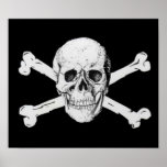 Crâne et os croisés de pirate affiche