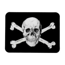 Crâne et os croisés de pirate magnets rectangulaire