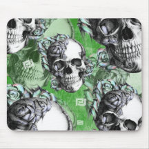 Crâne multi vert pour la santé mentale tapis de souris
