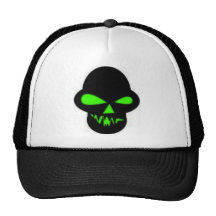 Crâne noir et vert casquettes de camionneur