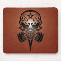 Crâne tribal de sucre avec le masque de gaz (brun) tapis de souris