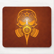 Crâne tribal de sucre avec le masque de gaz (jaune tapis de souris